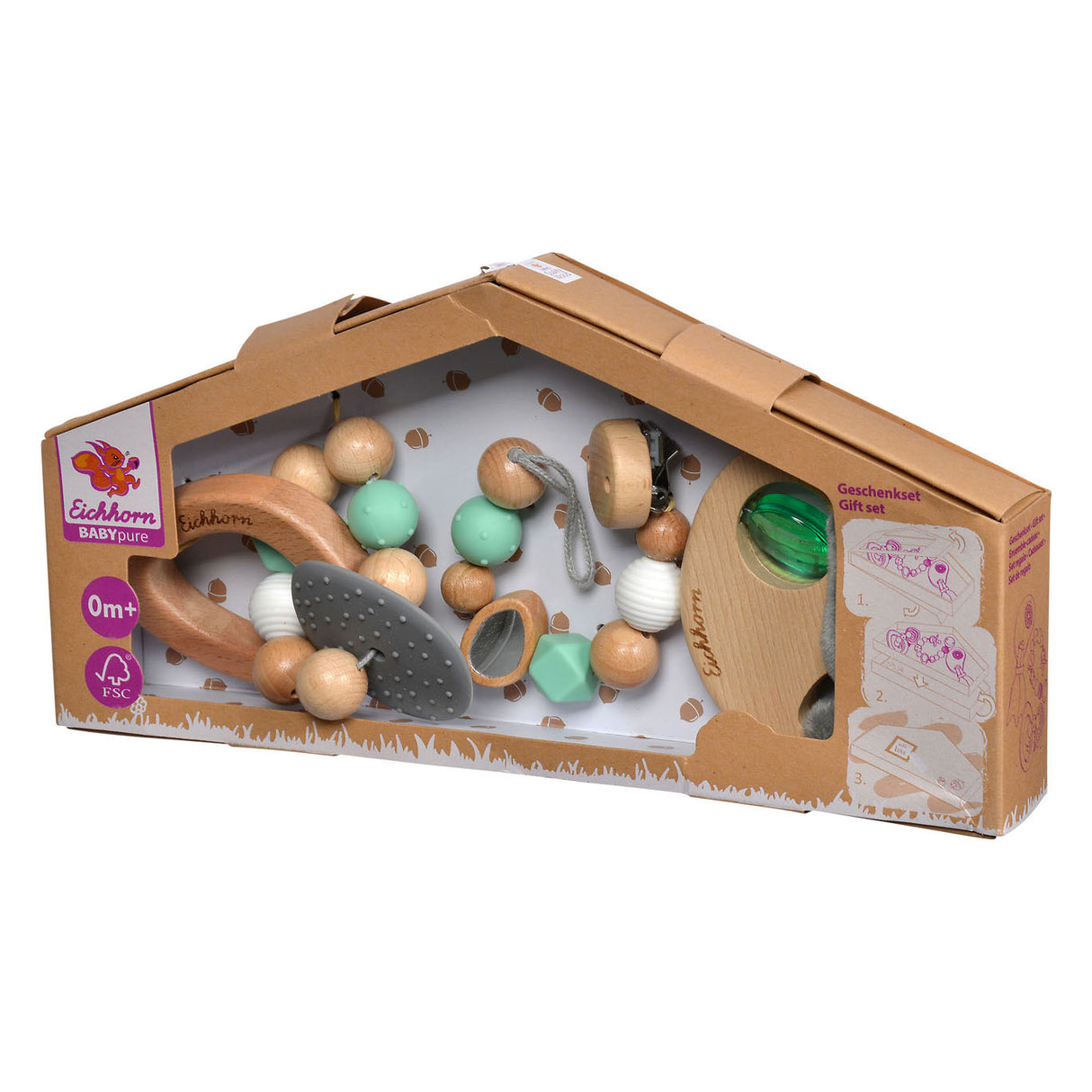 Eichhorn baby pure wooden gift set 3dlg.