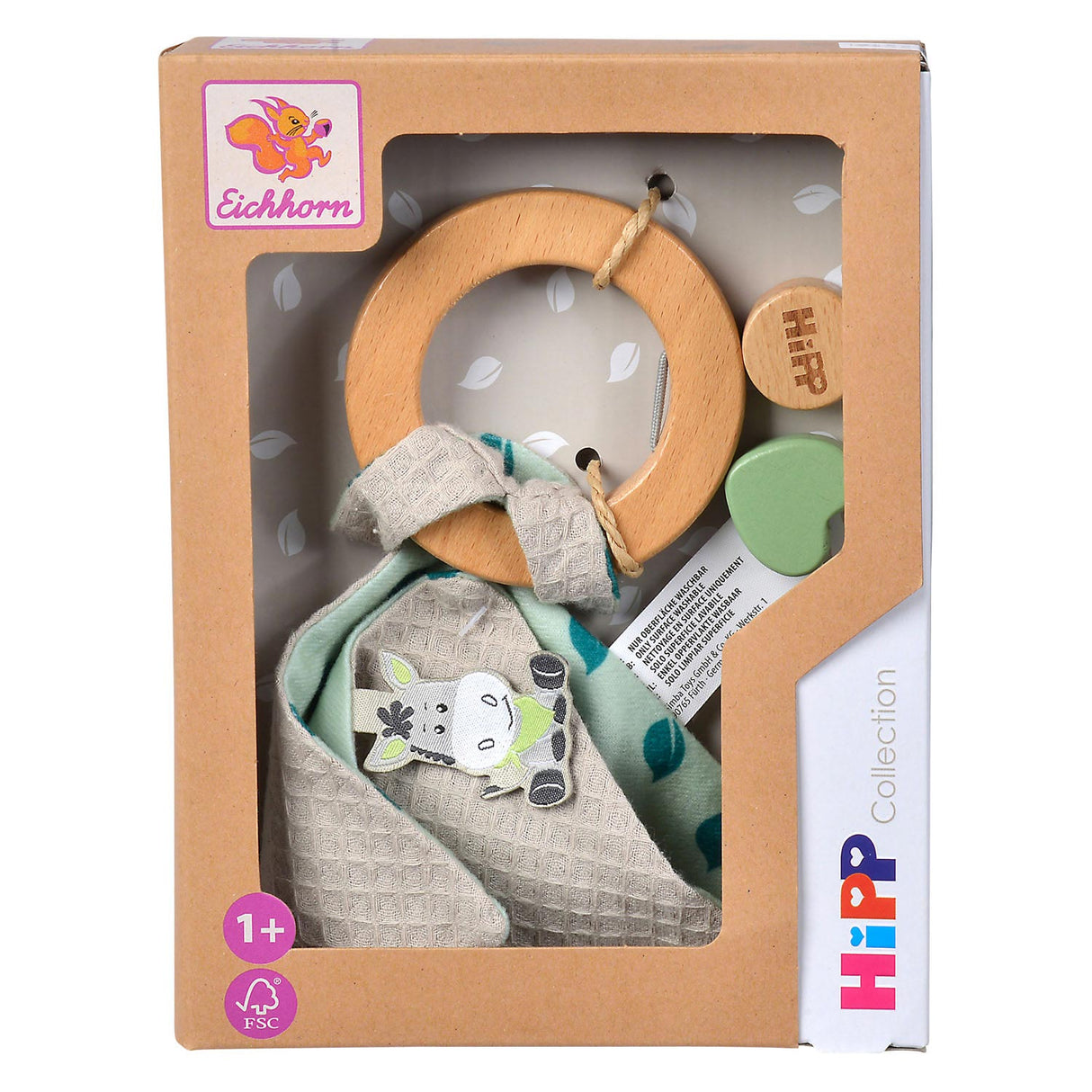 Eichhorn Baby Hipp Wooden Bijtring With Cuddle cloth