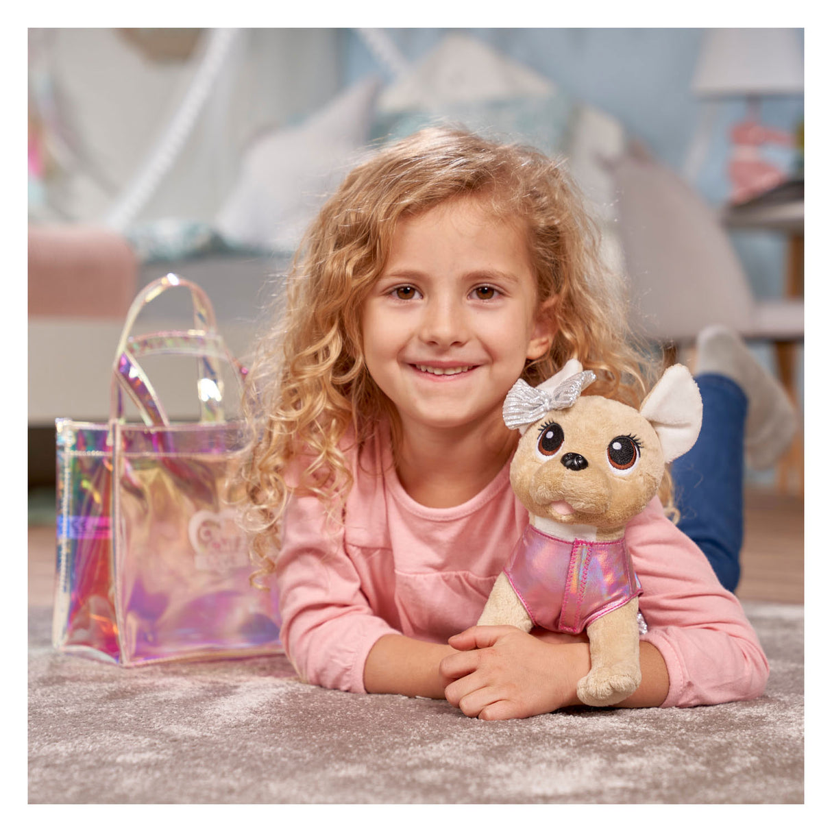 Simba chi chi love shimmer stuffed dog in bag