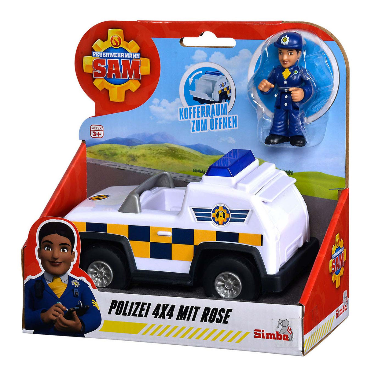 Simba Pompjee Sam Police 4x4 Jeep mat Spillfigur