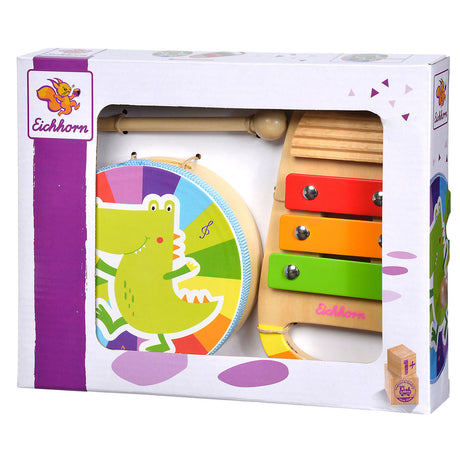 Eichhorn wooden music set drum and xylophone - colorful music toys.