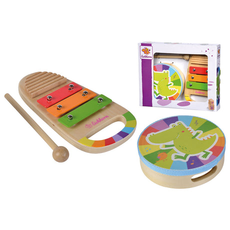 Eichhorn wooden music set drum and xylophone - colorful music toys.