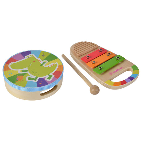 Eichhorn wooden music set drum and xylophone - colorful music toys.