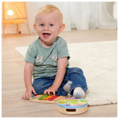Eichhorn wooden music set drum and xylophone - colorful music toys.