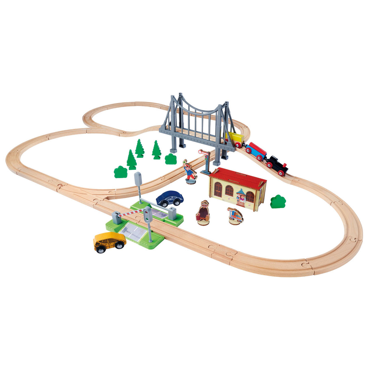 Train Track Eichhorn z mostom Play Set, 55dlg.