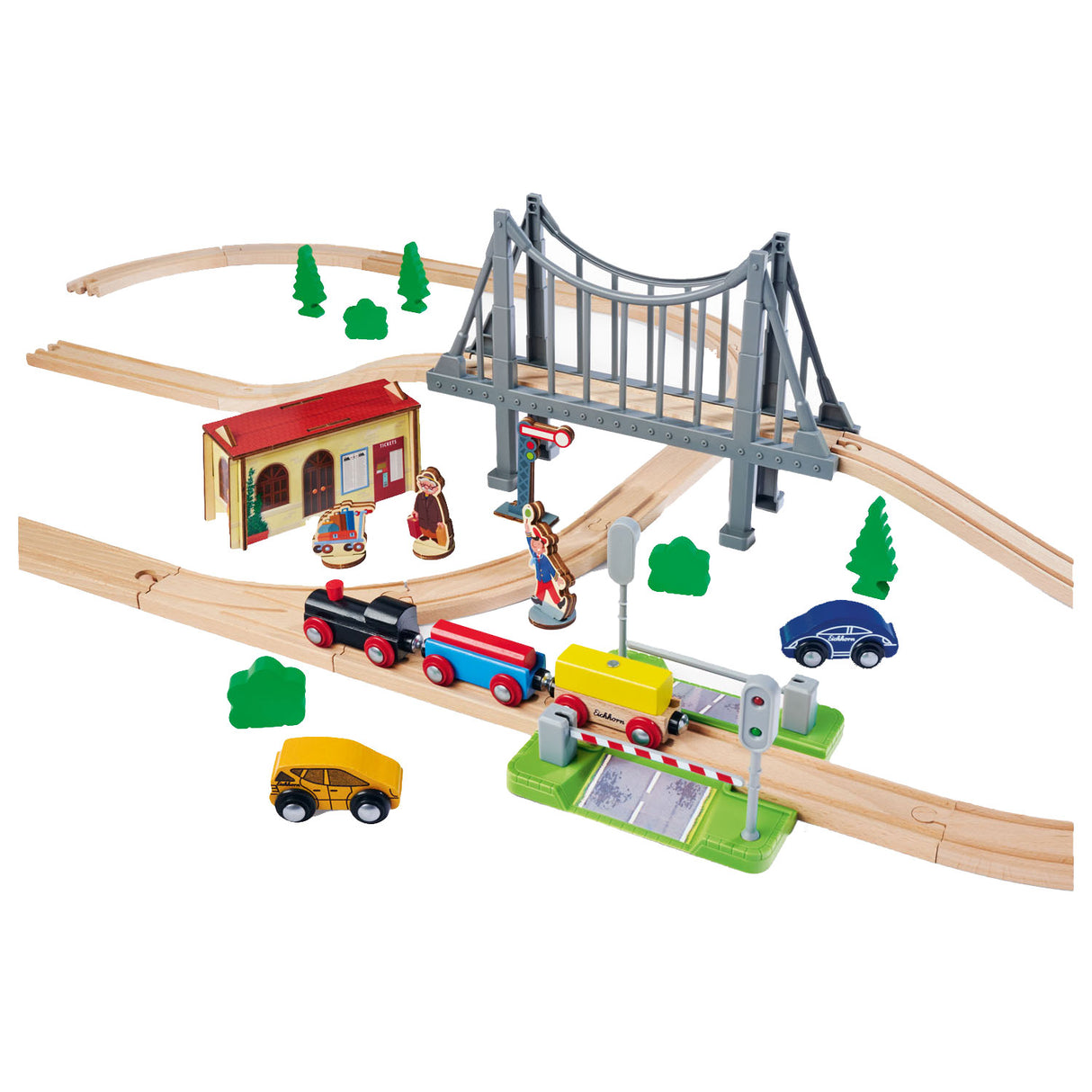 Eichhorn Train Track With Bridge Play Set, 55dlg.