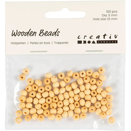 Dřevěný korálek Creativ Company, d 5 mm, velikost dírky 1,5 mm, 100 kusů 1 krabička