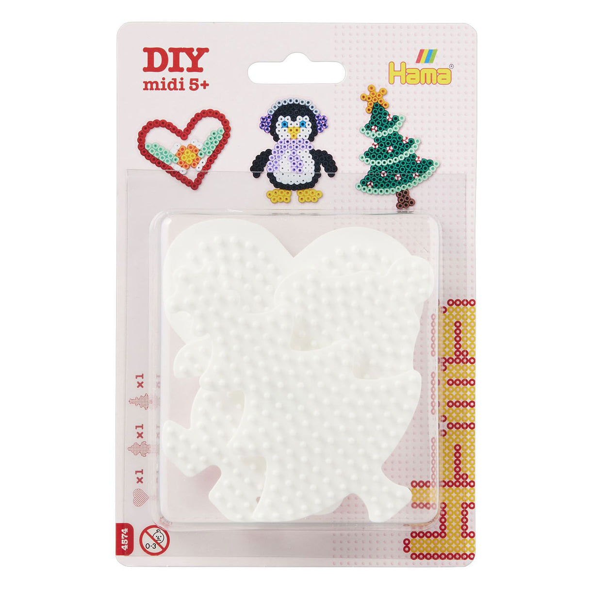 Hama iron bead plates heart, penguin, tree