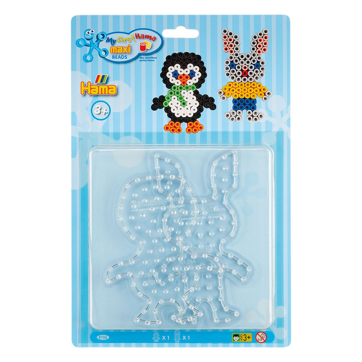 Hama iron bead plates maxi penguin and rabbit