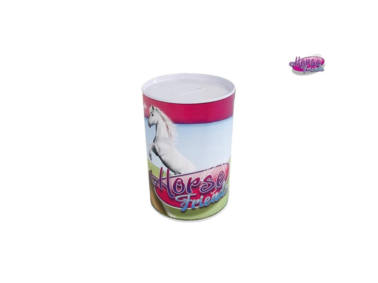 Horse friends savings tin ø8x12cm