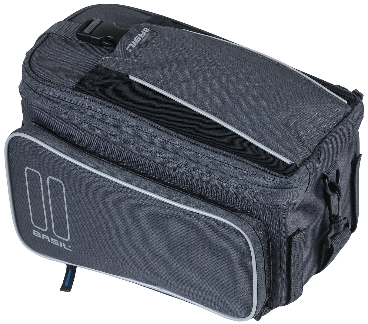 Basil Sport Design Trunkbag Grijze fietsbagagedragertas, 7-15L, waterafstotend, voor reguliere fiets en e-bike