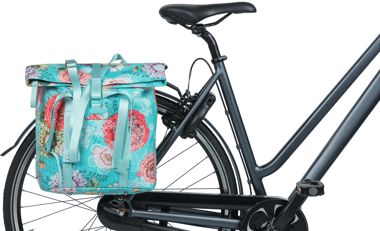 Basil Bloom Field Bicycle Shopper, återvunnet lock, vattentät, justerbar axelrem, bärbar dator, 15-20L, Sky Blue