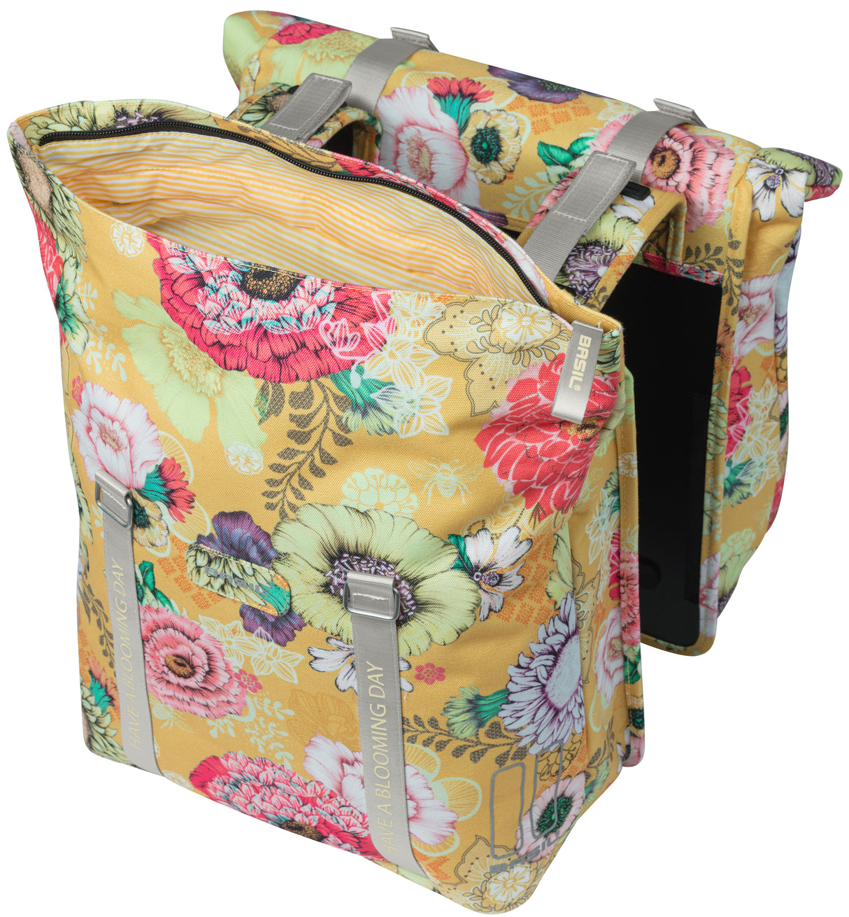 Basil Bloom Field Double Bicycle Bag - Waterproof, Fully lined, Honey Yellow