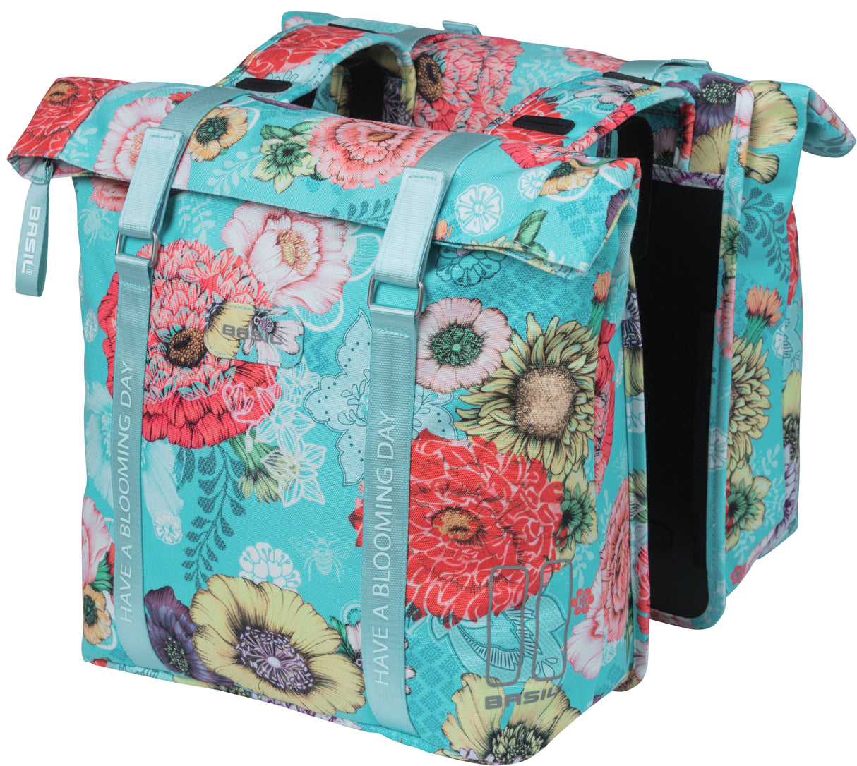 Basil Bloom Field Double Bicycle Bag - Waterproof, Recycled PET - 28-35L - Sky Blue