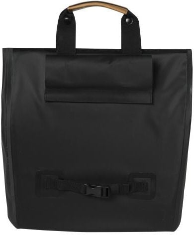 Basil Urban Dry Shopper - Afforeur à vélo imperméable, détails en cuir végétalien, fermeture réglable, réflexion, noir mat