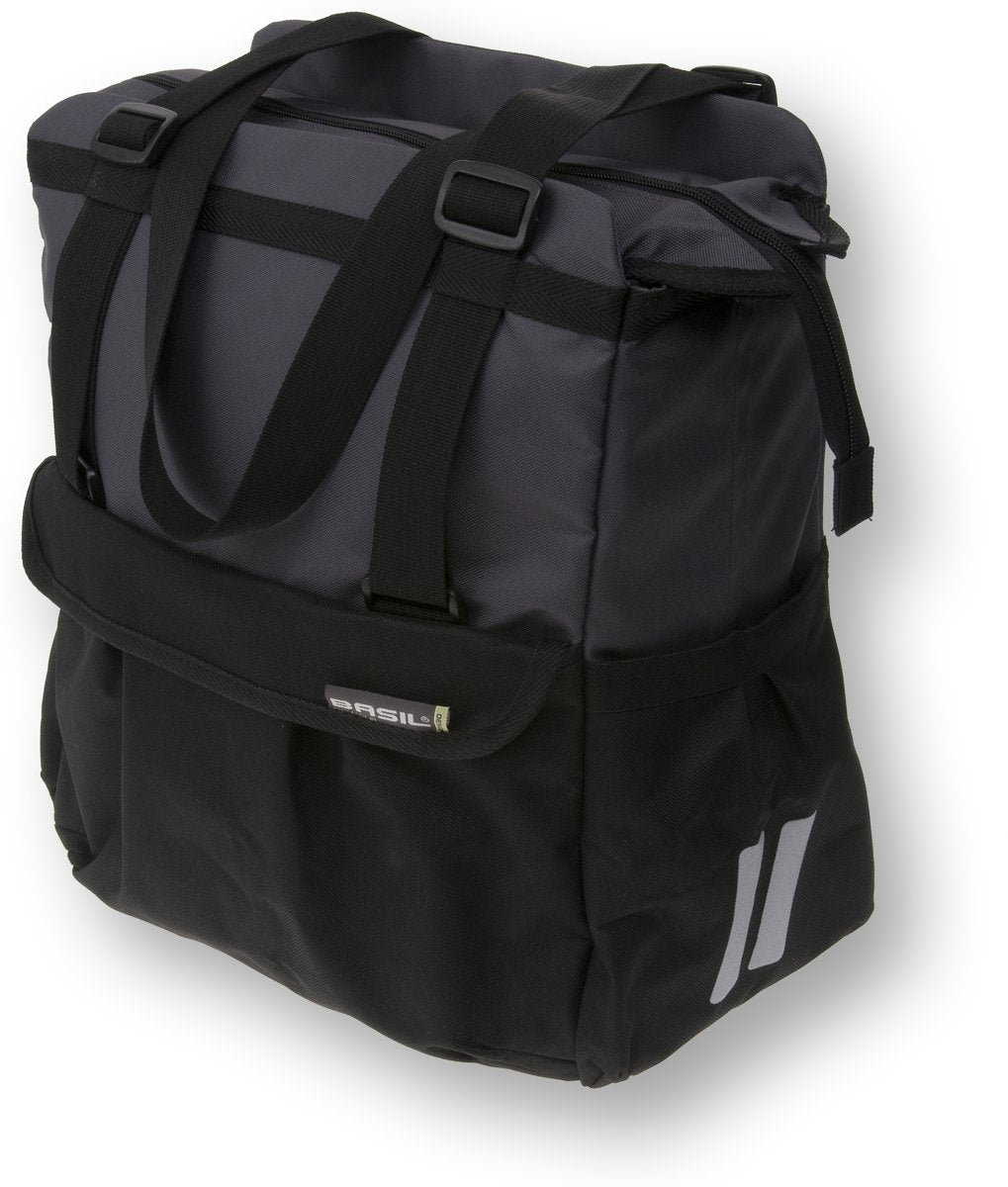 Basilikum Shopper XL - Sporty und trendige Fahrradbeutel für Lebensmittel und Strand, schwarzer Anthrazit, 20L