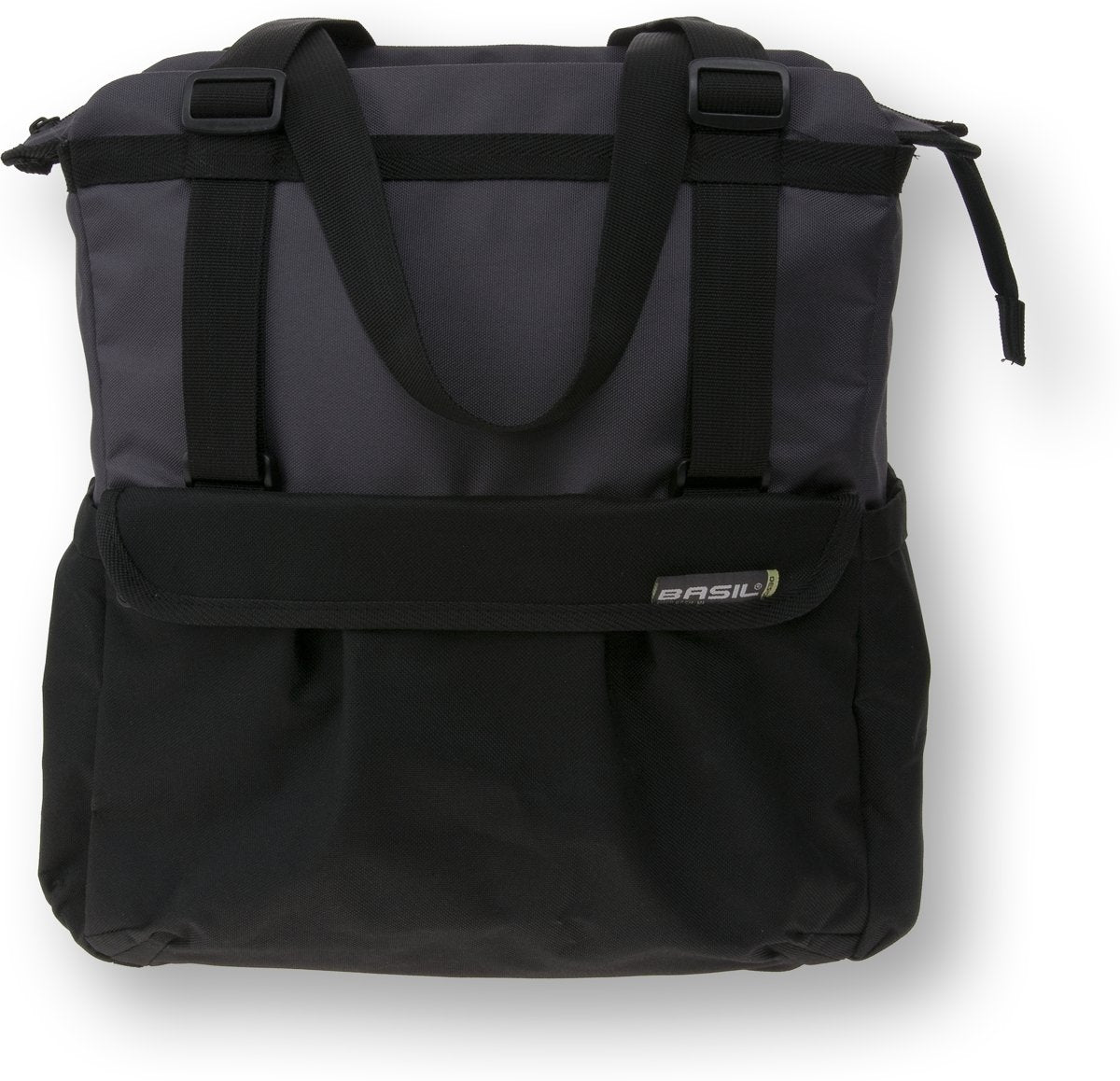 Basil Shopper XL - Sporty og trendy sykkelpose for dagligvarer og strand, svart antracitt, 20l