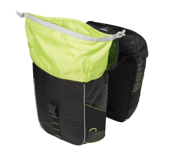 Basil Miles Double Bag - Borsa per biciclette doppia impermeabile, unisex, sportivo, zwart -limeen