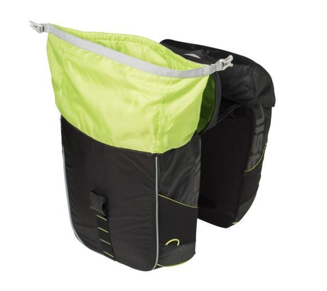 Basil Miles Double Bag waterdichte dubbele fietstas, unisex, sportief, zwart-limoen