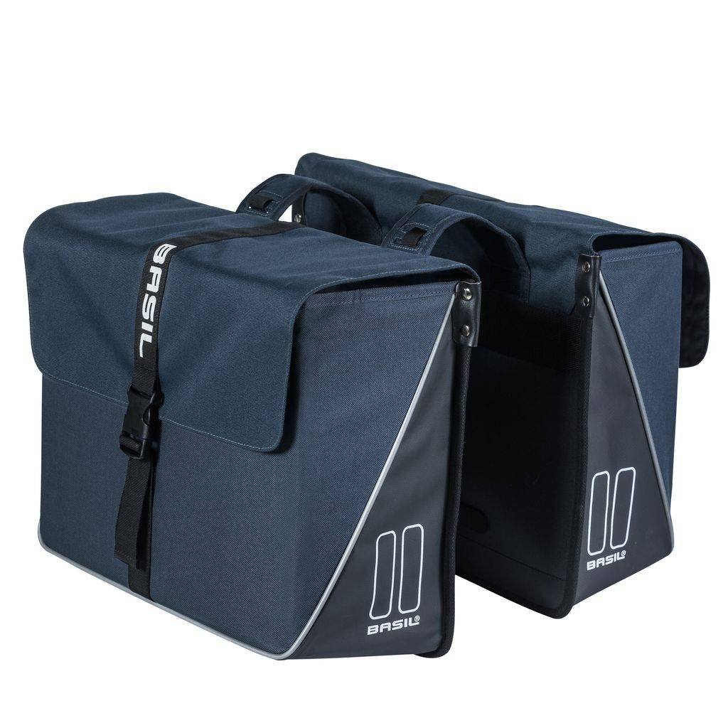 Basilikum dobbelt cykelpose, vand -repellent, marineblå sort, 35L