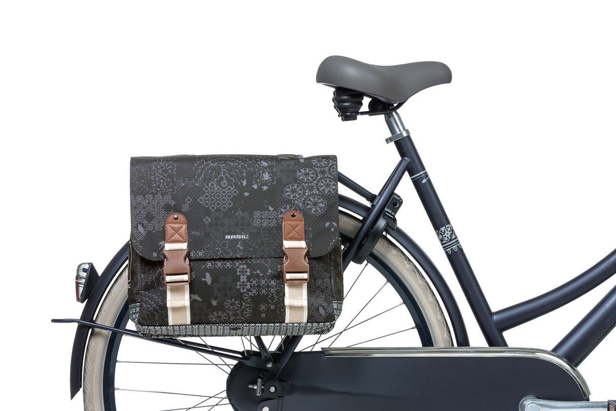 Basil Bohème Double Bicycle Bag - Black - 35L - Water -repellent - Art Learning Details