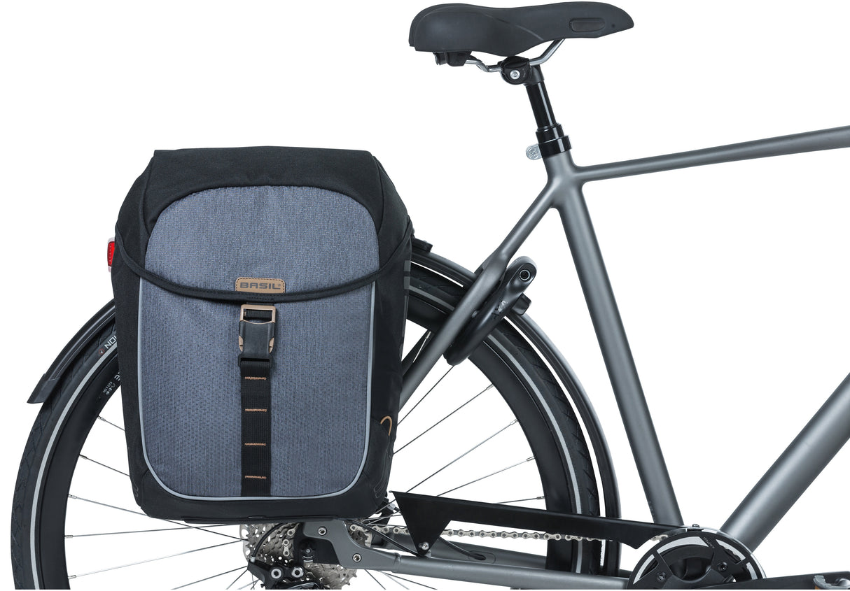 Basil Miles Double Bag - Double Bicycle Bag, Unisex, Sporty, 34L, Waterproof, Black