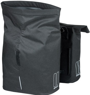 Basilikum -Stadt -Doppelfahrradbeutel - Wasser -Repellent Polyester - Schwarz - Universal Bridge System - 28-32L