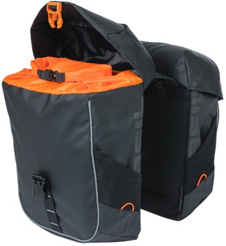 Miglia di basilico Tarpaulin - Doppia borsa per biciclette, impermeabile, 34L, arancione nero