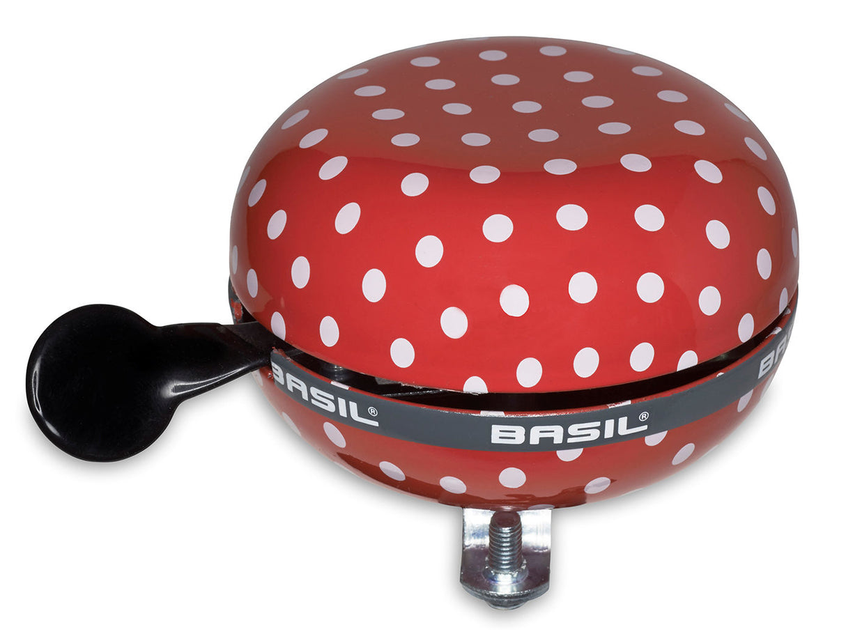 Polkadot di basilico - campana di bicicletta - 80 mm - bianco rosso