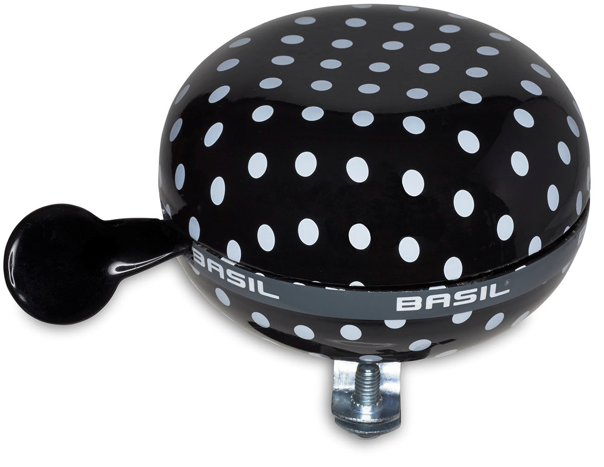 Basil Polkadot fietsbel 80 mm zwart wit