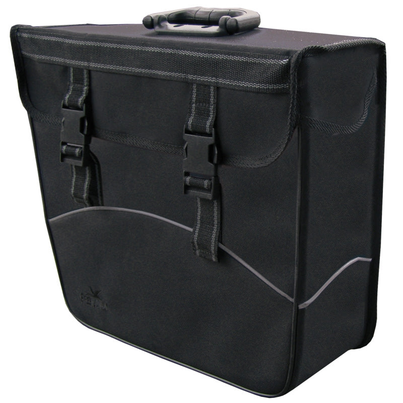 Greenlands single bag black, left. Dimensions 37x33x14 cm, capacity 20 litre