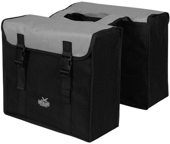 Greenlands double bag, black-gray. Dimensions 38x34x13cm. Total content 35L