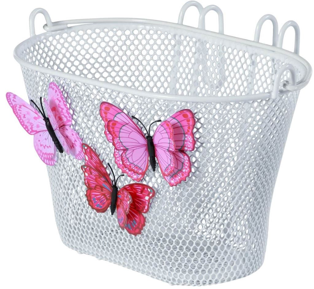 Basil Jasmin Butterfly Children's bike basket at the front or on the back of white