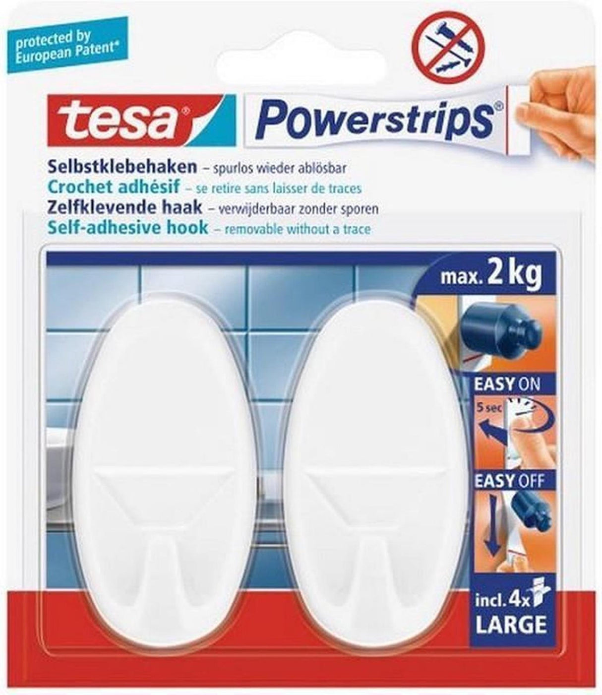 Tesa hook l oval white