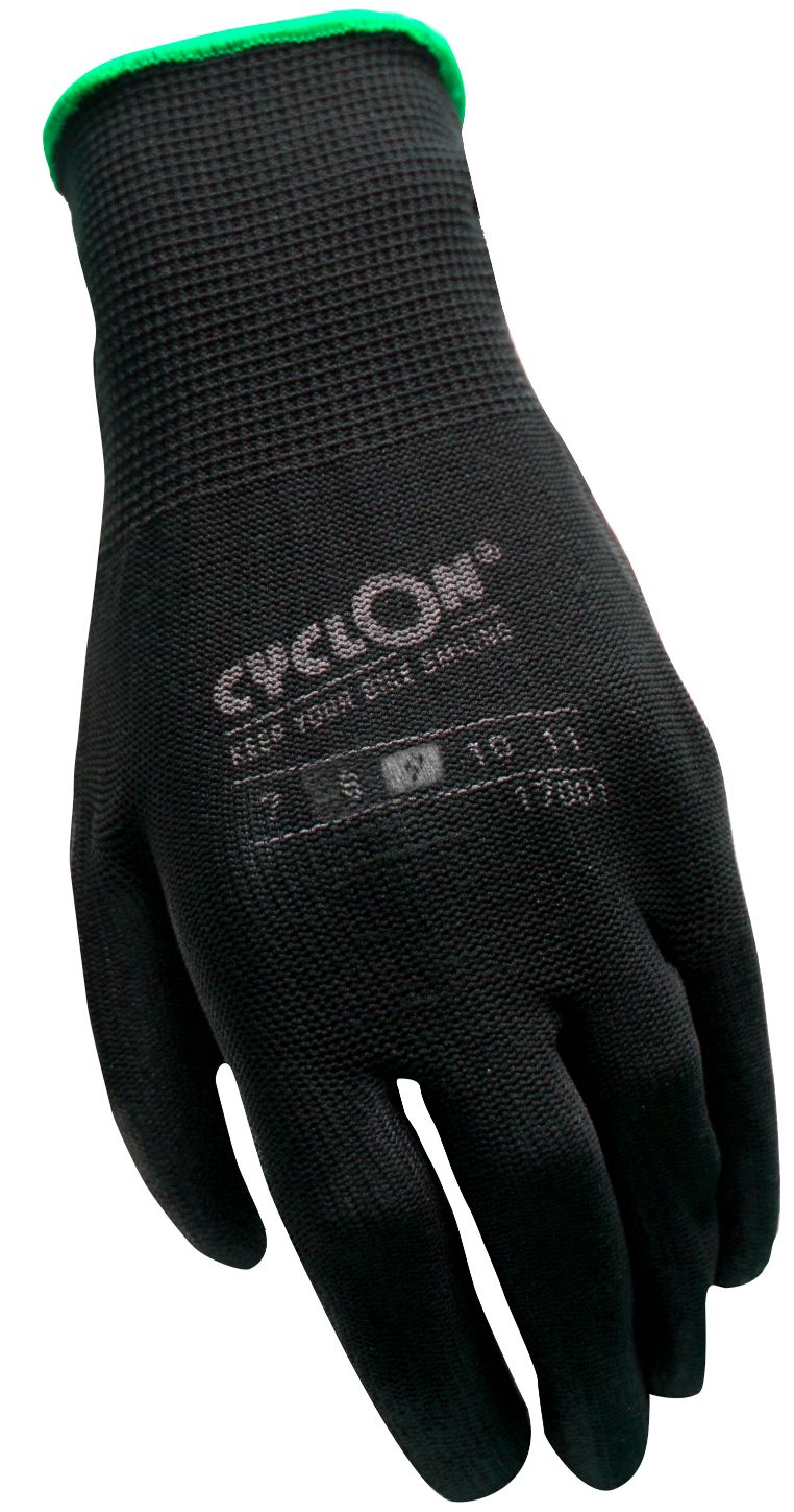 Gants d'atelier de cyclon pu-flex grand m.9 noir-vert par 3 sets