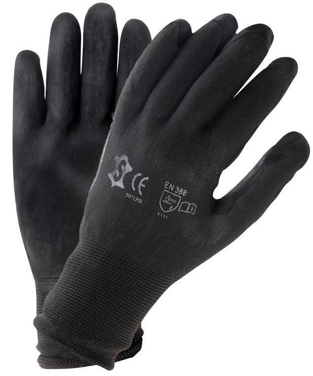 Assembly glove workshop Large Black Nylon with PU coating