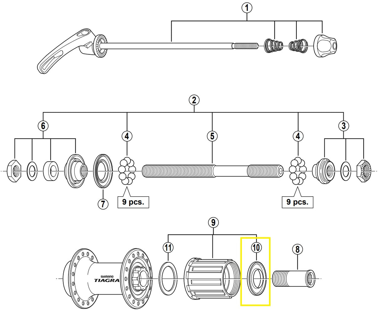 Kaptur tkaniny Shimano po prawej FH-4500