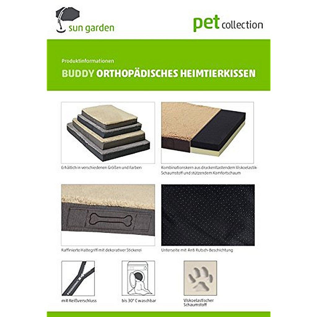 Sun Garden Sun Garden Buddy Orthopedisch Hondenkussen 72x50x8cm Antraciet