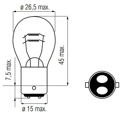 Bosma lampa 12V-25 25W BAX15D