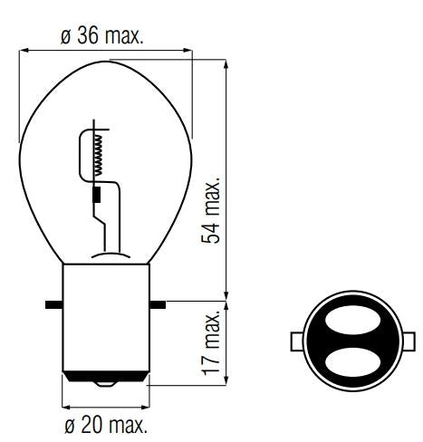 Okrajová lampa 12 volt 25 25 watt ba20d