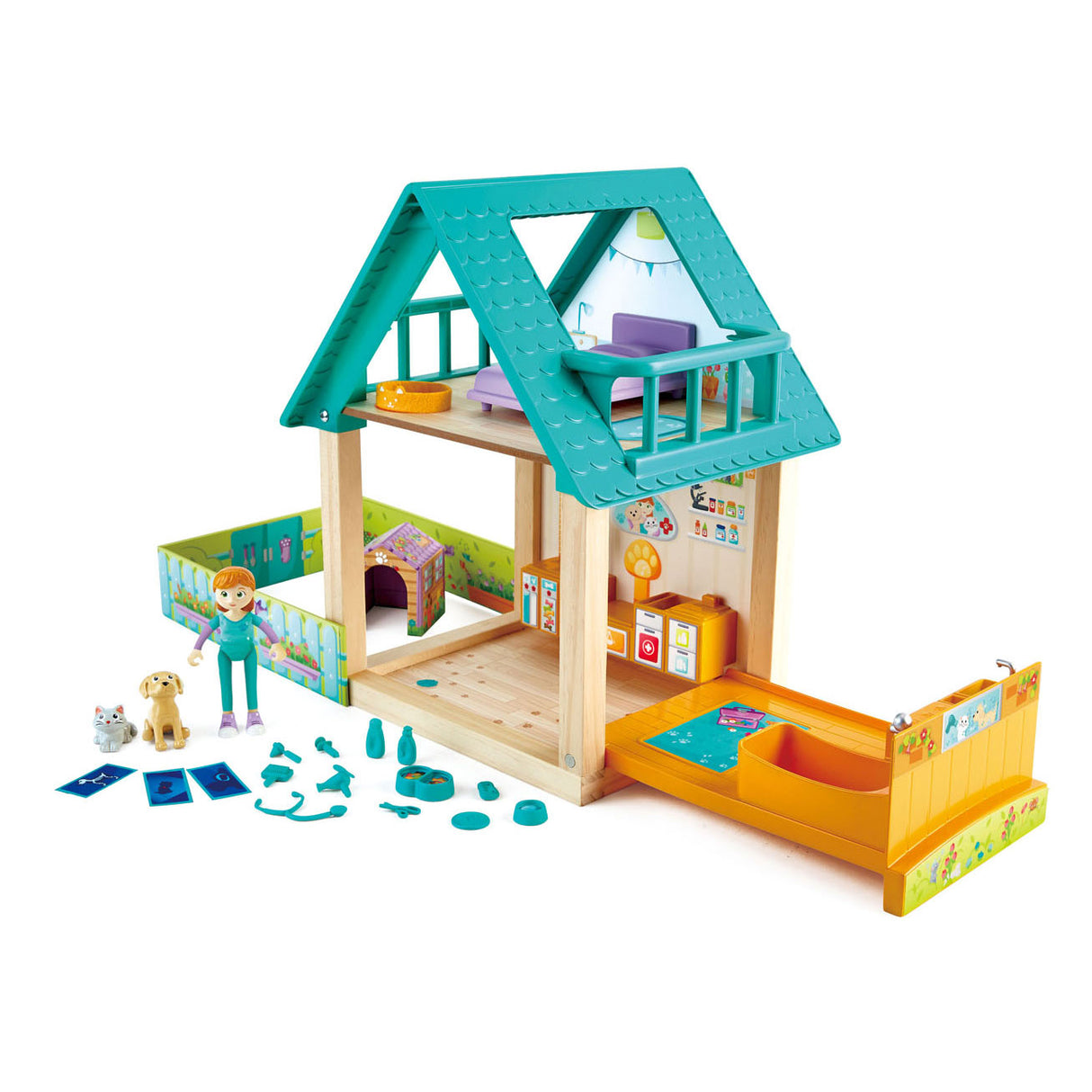 Hape chlupatý přítel Veterinární praxe Play Set