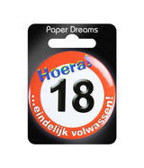 Paperdreams button small - 18 years traffic sign