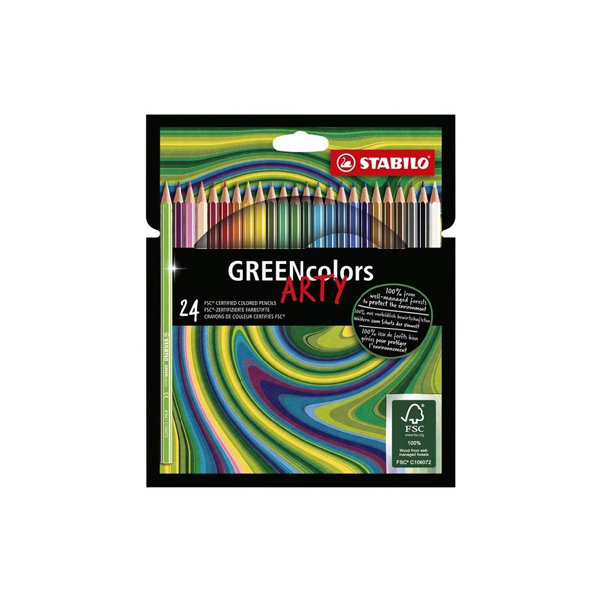 Abi stlo greencolors arty colored pencils case of 24 pieces