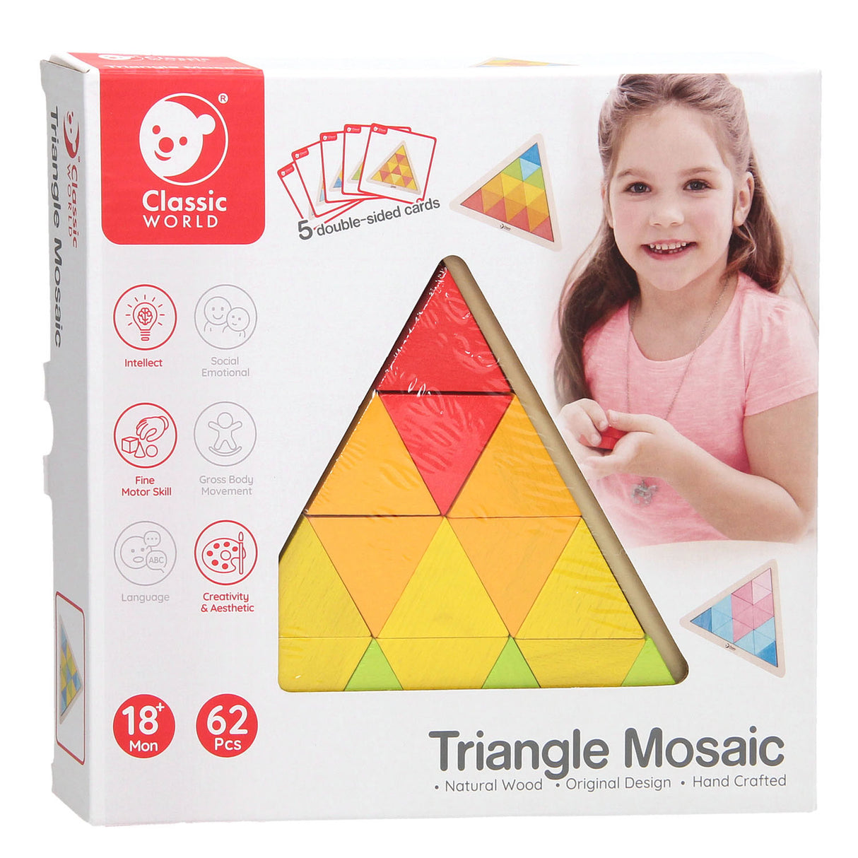Klasszikus világ fa mozaik puzzle, 67 db.