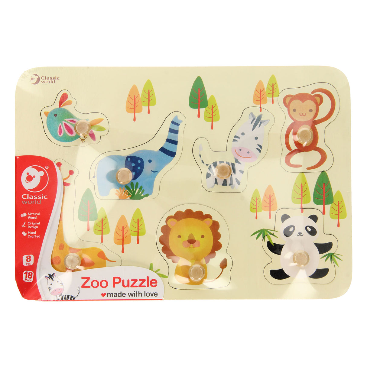 Classic World Wooden Nick Puzzle Animaux sauvages, 7e.