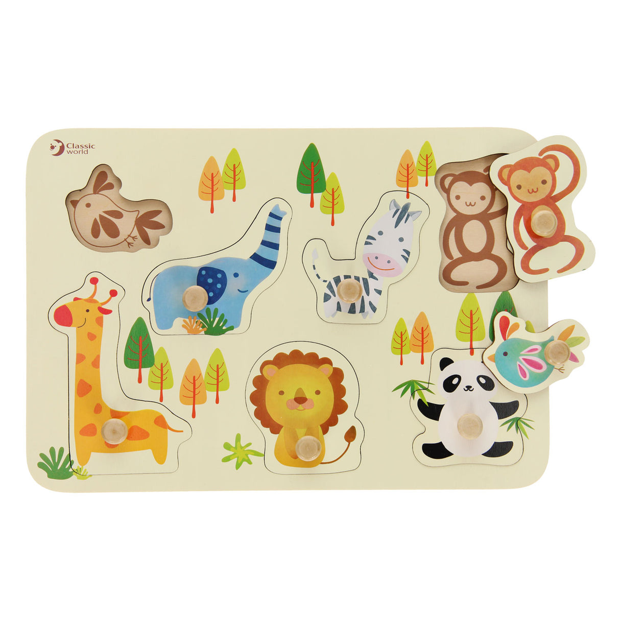 Klassische Welt Welt Holz Nick Puzzle Wildtiere, 7st.