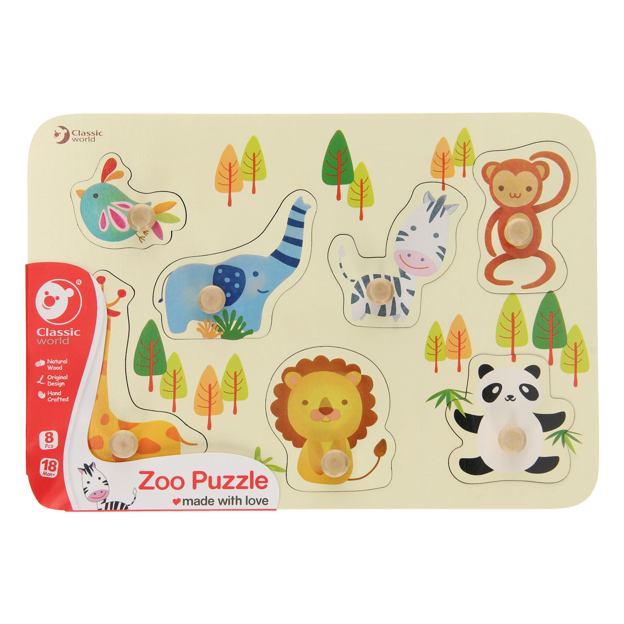 Classic World Wooden Nick Puzzle Animaux sauvages, 7e.