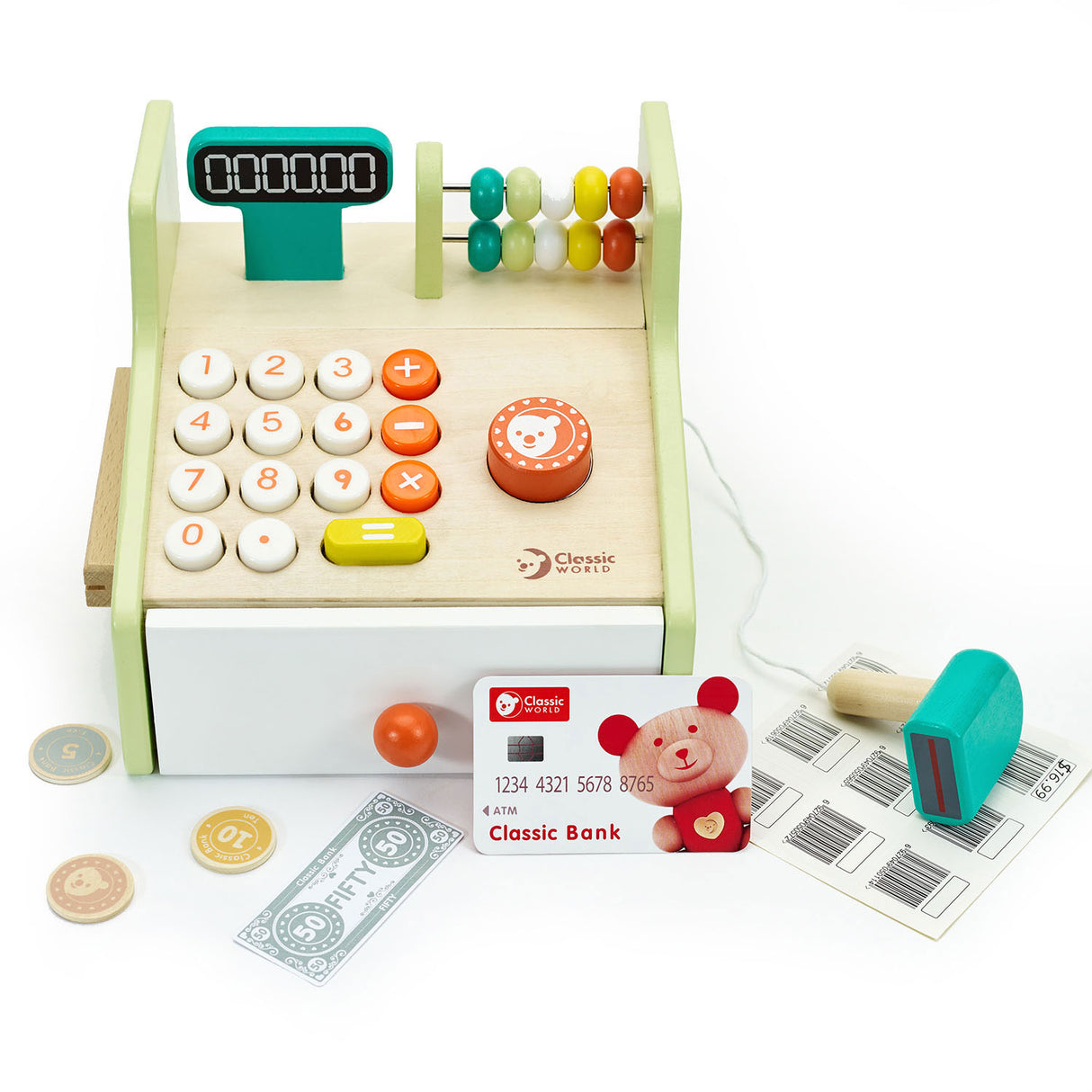 Klassisk verdens World Worne Wooden Cash Register