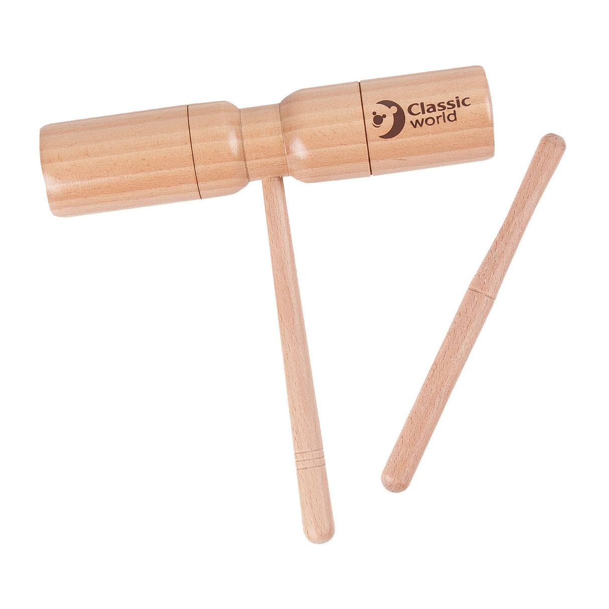 Classic World World wooden tone block with handle and stick