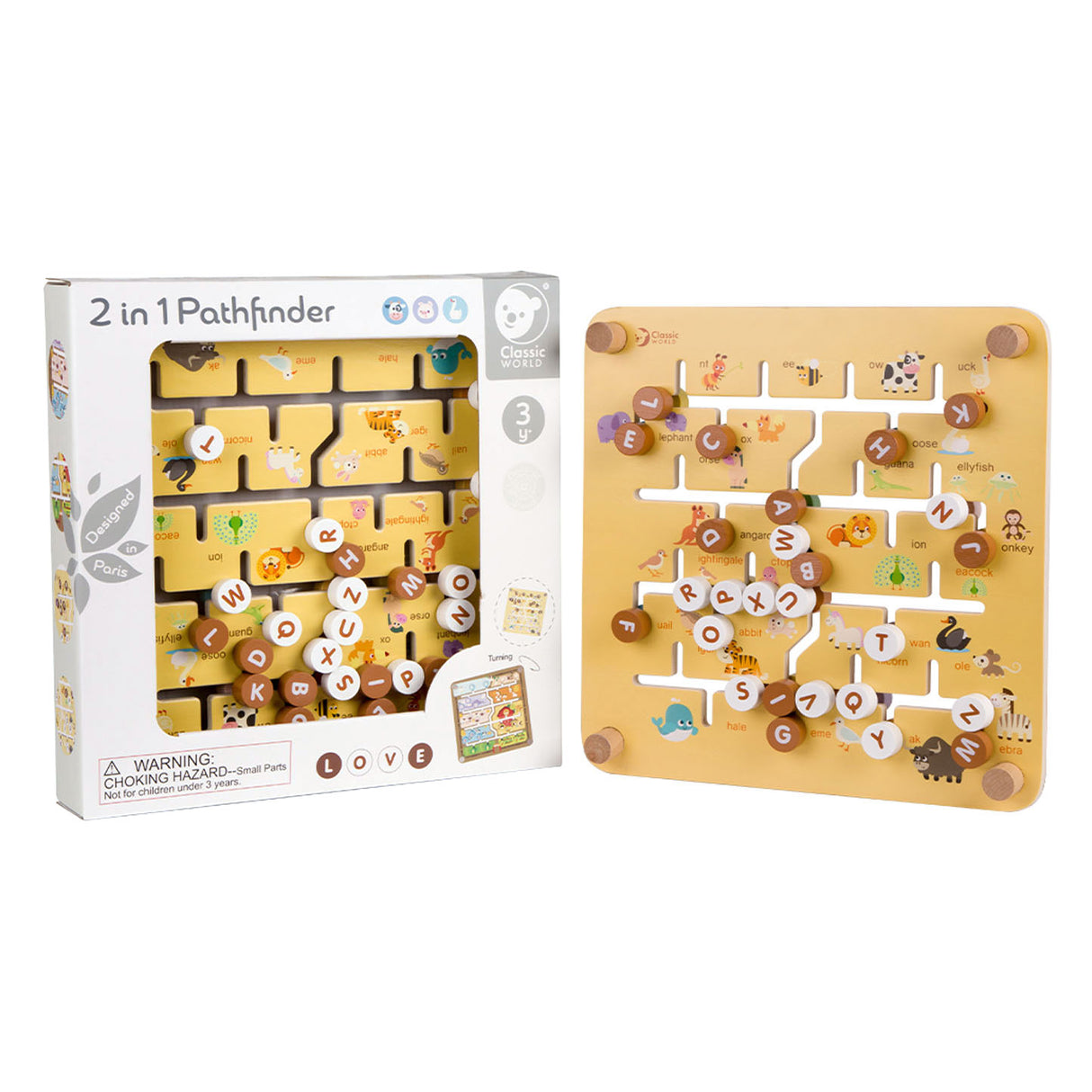 Klassische Welt der Welt Welt 2in1 Holz Pfadfinder -Kinderspiele